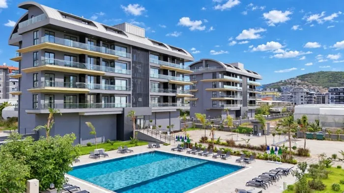 Furnished 1+1 apartment with sea view in a new complex in Alanya, Kargicak No. 11250 [ID: 11250]
